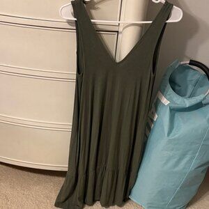ASOS Olive Green Deep V-Neck Sleeveless Dress